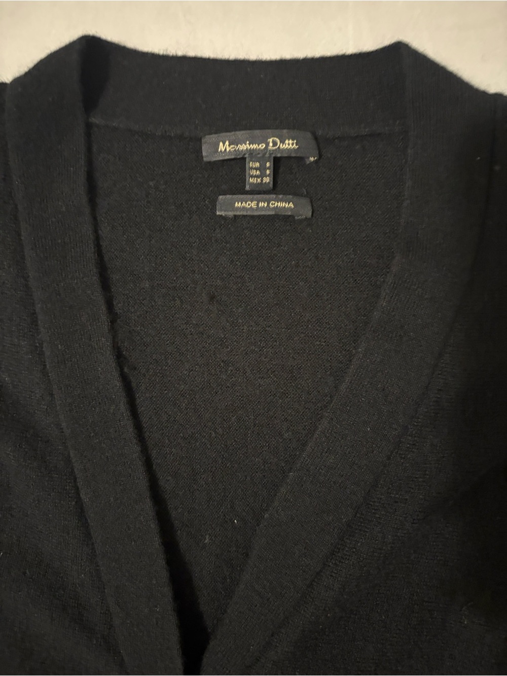 Massimo Dutti Black Lace Shoulder V Neck Cardigan Sweater S - Picture 3 of 8